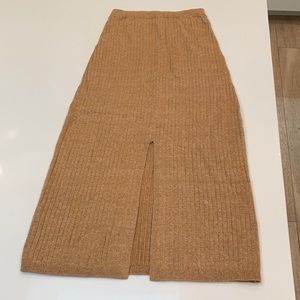 Free people stretch midi with slit - camel color